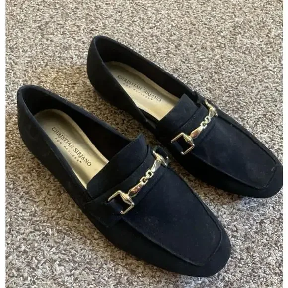 Women's Christian Siriano Black Suede Loafers Size 7.5 - Picture 1 of 7